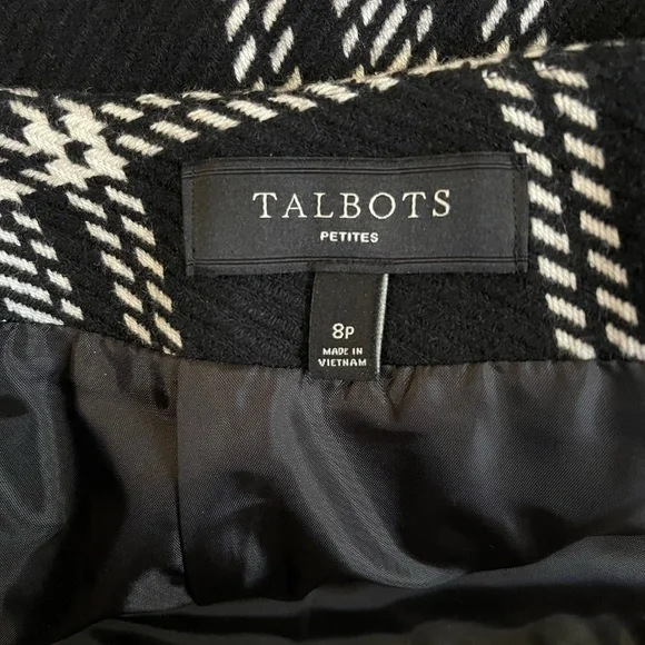 Talbots Black/White Plaid Wool Skirt - Picture 6 of 7
